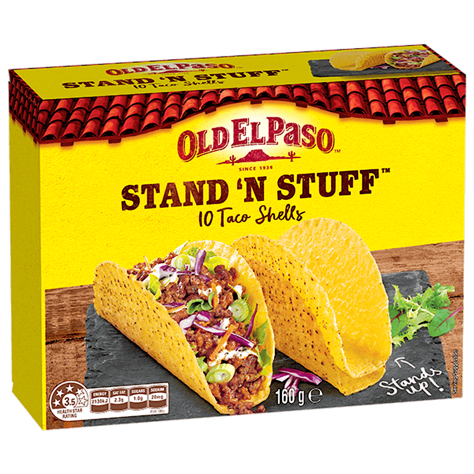 a pack of Old El Paso's stand n stuff 10 taco shells (190g)
